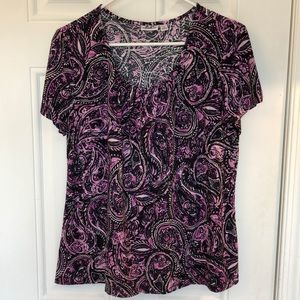 Croft & Barrow short sleeve paisley top sz PL